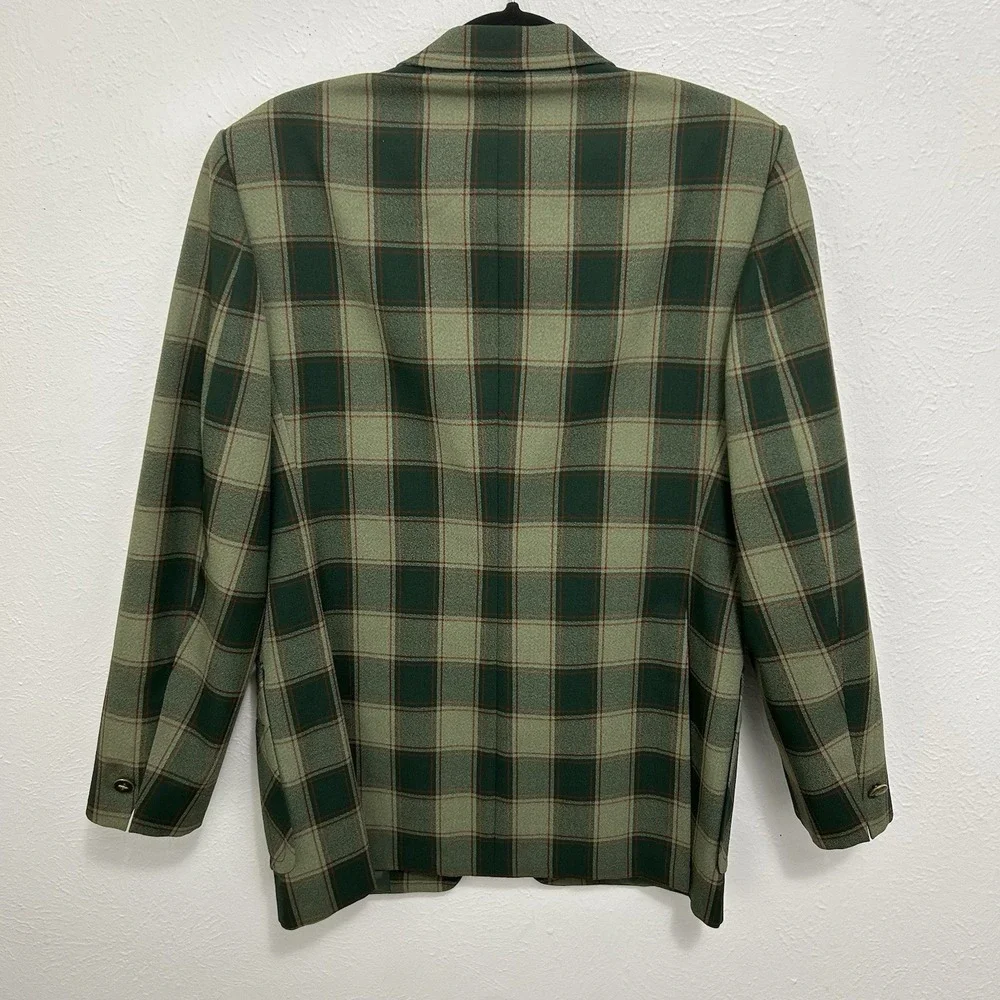 VTG John Keith Blazer Jacket Sport Coat Green Plaid Retro 70s Old Money Sz 42 R